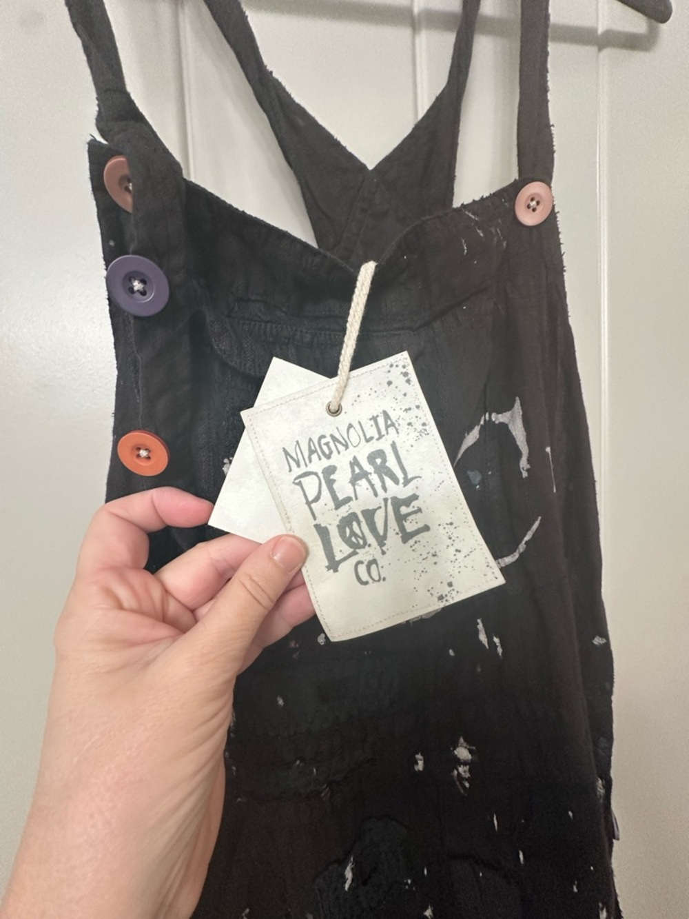 NWT Magnolia Pearl Black Peace  Paint-Splatter Overalls - Picture 2 of 13